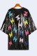 Black Casual Street Letter Sequins O Neck T-Shirts