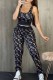 Black Street Print Letter U Neck Sleeveless Two Pieces