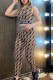 Dark Brown Sexy Street Print Patchwork U Neck Sleeveless Two Pieces