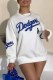 White Casual Print Letter O Neck Tops