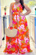 Red Elegant Print Patchwork Spaghetti Strap A Line Dresses