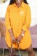 Yellow Casual Figure Print Letter Asymmetrical Turndown Collar Shirt Dresses