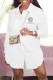 White Casual Figure Print Letter Asymmetrical Turndown Collar Shirt Dresses