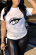 White Casual Street Eyes Printed Letter O Neck T-Shirts