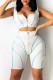 White Fashion Casual Solid Patchwork U Neck Sleeveless Two Pieces