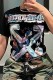 Black Sexy Street Print Letter O Neck T-Shirts