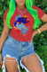 Red Fashion Street Print Patchwork O Neck T-Shirts