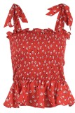 Red Sexy Casual Print Bandage Backless Tops