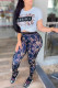 White Casual Elegant Print Letter O Neck Short Sleeve Two Pieces
