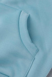 Sky Blue Fashion Casual Solid Patchwork Zipper Hooded Collar Outerwear