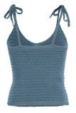 The cowboy blue Sexy Casual Solid Bandage V Neck Tops