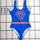 Blue Sexy Vacation Letter Print Backless Swimwears