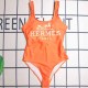 Orange Sexy Vacation Letter Print Backless Swimwears