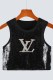 Black Casual Street Letter Patchwork O Neck Tops