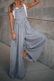 Baby Blue Fashion Casual Solid Pocket Spaghetti Strap Loose Jumpsuits