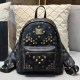Black Casual Street Letter Rivets Zipper Bags
