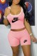 Light Pink Casual Print Letter U Neck Sleeveless Two Pieces