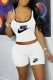 White Casual Print Letter U Neck Sleeveless Two Pieces