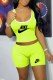 Fluorescent Green Casual Print Letter U Neck Sleeveless Two Pieces