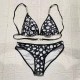 Black And White Sexy Vacation Letter Dot Patchwork Swimwears