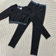 Black Sportswear Simplicity Letter Patchwork Swimwears