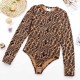 Brown Sportswear Vacation Letter Patchwork Swimwears