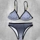 Black Gray Sexy Vacation Letter Patchwork Swimwears