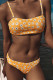 Yellow Sportswear Print Patchwork Swimwears(With Paddings)