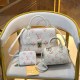 White Casual Simplicity Letter Patchwork Bags