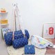 Blue Casual Street Letter Chains Zipper Bags