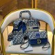 Blue Vintage Elegant Letter Patchwork Chains Zipper Bags
