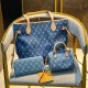 Blue Casual Street Letter Patchwork Zipper Bags