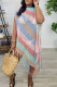 Powder Blue Sportswear Color Block Tassel Hollowed Out Patchwork Swimwears Cover Up