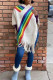 White Elegant Color Block Tassel Patchwork Hooded Collar Outerwear