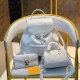 White Casual Simplicity Letter Patchwork Zipper Bags