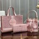 Pink Casual Street Letter Patchwork Draw String Zipper Bags