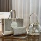Cream White Casual Street Letter Patchwork Draw String Zipper Bags