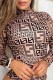 Brown Sexy Letter Patchwork Swimwears