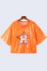 Orange Casual Street Letter Patchwork O Neck T-Shirts
