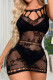 Black Sexy Living Solid Lace Hollowed Out Patchwork See-through Lingerie