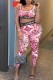 Red Casual Print Patchwork Letter U Neck Sleeveless Two Pieces