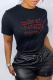 Black Casual Print Patchwork O Neck T-Shirts