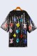 Black Casual Letter Patchwork T-Shirts