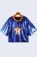Blue Casual Street Letter Patchwork O Neck T-Shirts