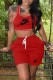 Red Casual Print Letter O Neck Sleeveless Two Pieces