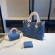 Blue Casual Street Letter Patchwork Zipper Bags