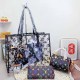 Black Casual Street Letter Patchwork Zipper Bags