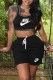 Black Casual Print Letter O Neck Sleeveless Two Pieces