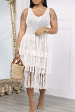 Apricot Celebrities Solid Tassel Hollowed Out Patchwork See-through Swimwears Cover Up
