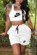 White Casual Print Letter O Neck Sleeveless Two Pieces